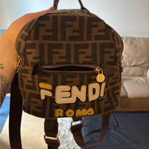 Brown and Black Logo Backpack